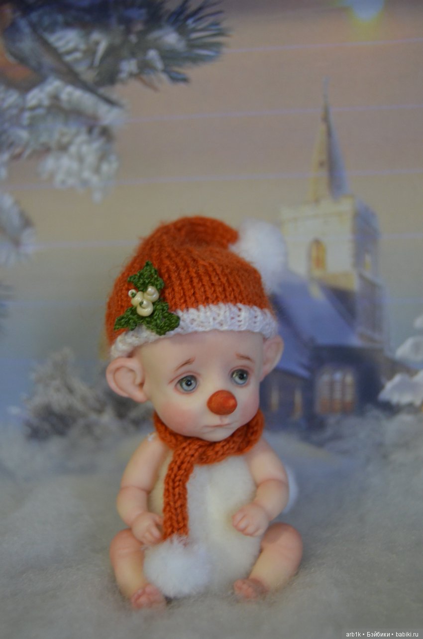 Четыре зимних пиксика и снеговичок. Авторские куклы Катрушовой Татьяны