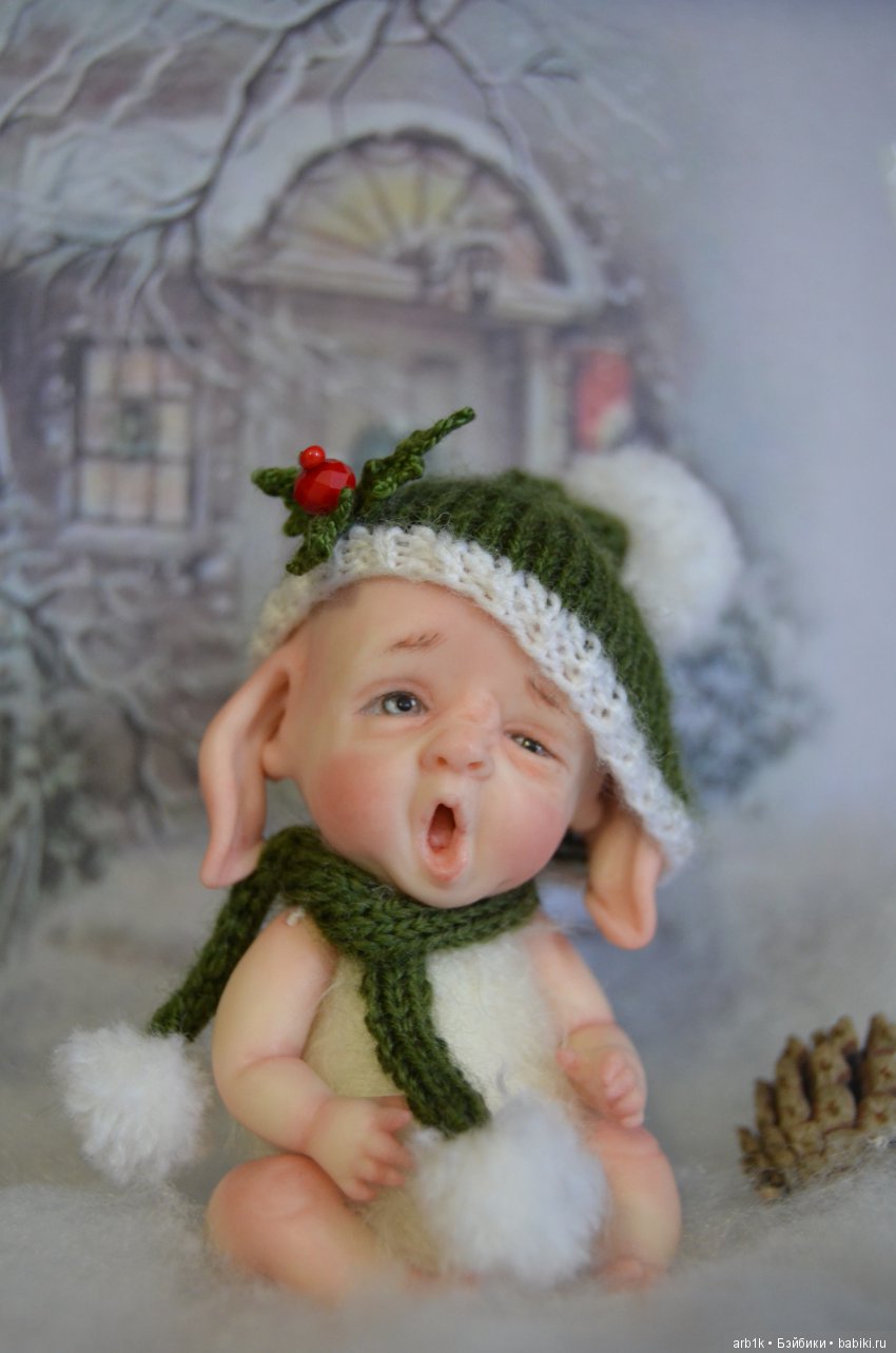 Четыре зимних пиксика и снеговичок. Авторские куклы Катрушовой Татьяны