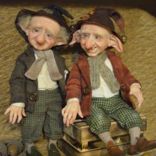 Два гномика и Леший. Авторские куклы Катрушовой Татьяны