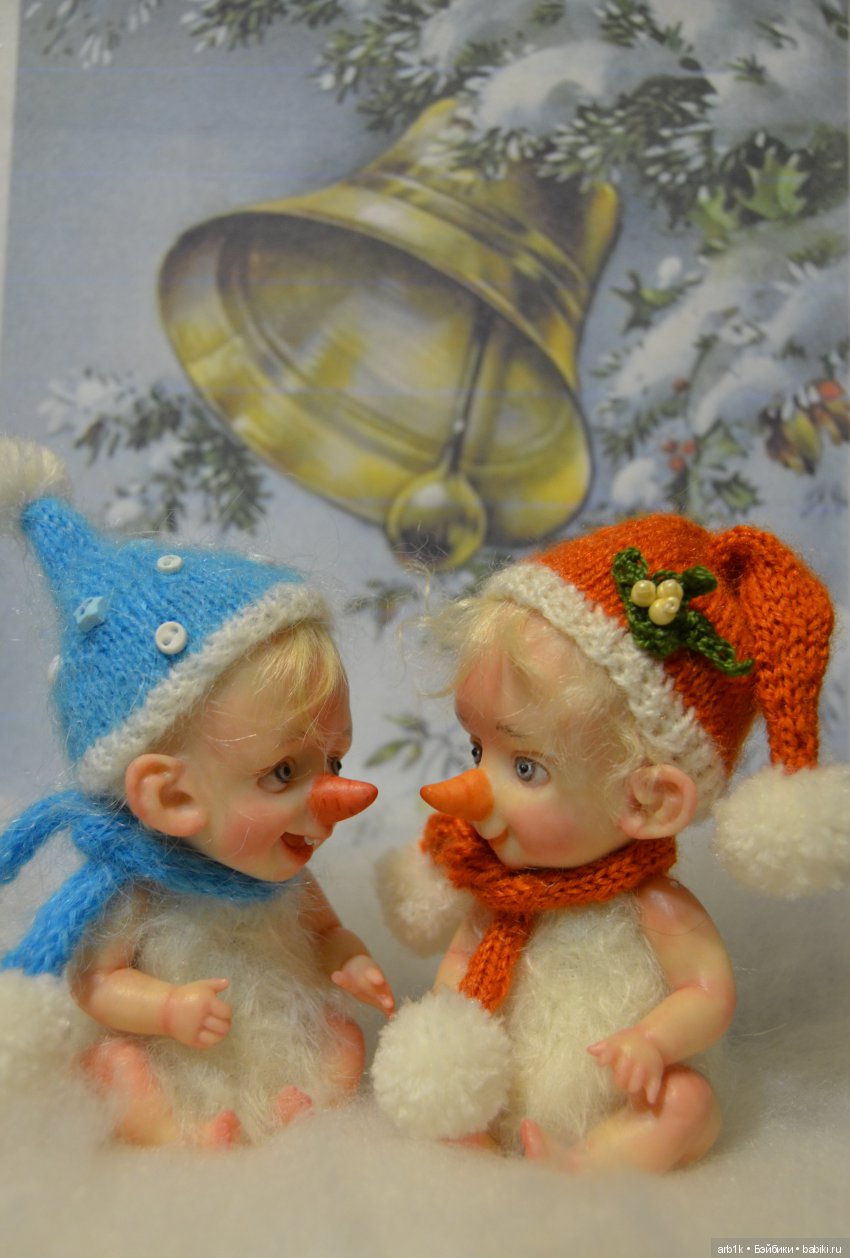 Малыши-снеговички. Авторские куклы Катрушовой Татьяны