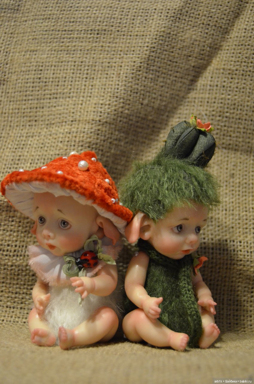 Пиксики мухоморчик и кактус. Авторские куклы Катрушовой Татьяны