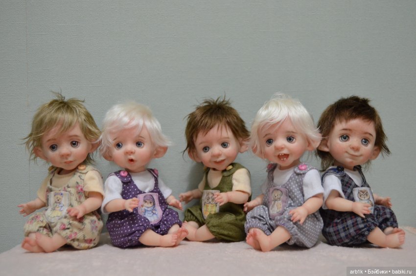 Пять малышей-гномики. Авторские куклы Катрушовой Татьяны