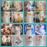 Картинки на атласной ткани "Ангел хранитель" для кукольного интерьера