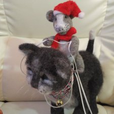 Как кошка попалась мышке. Валяние из шерсти