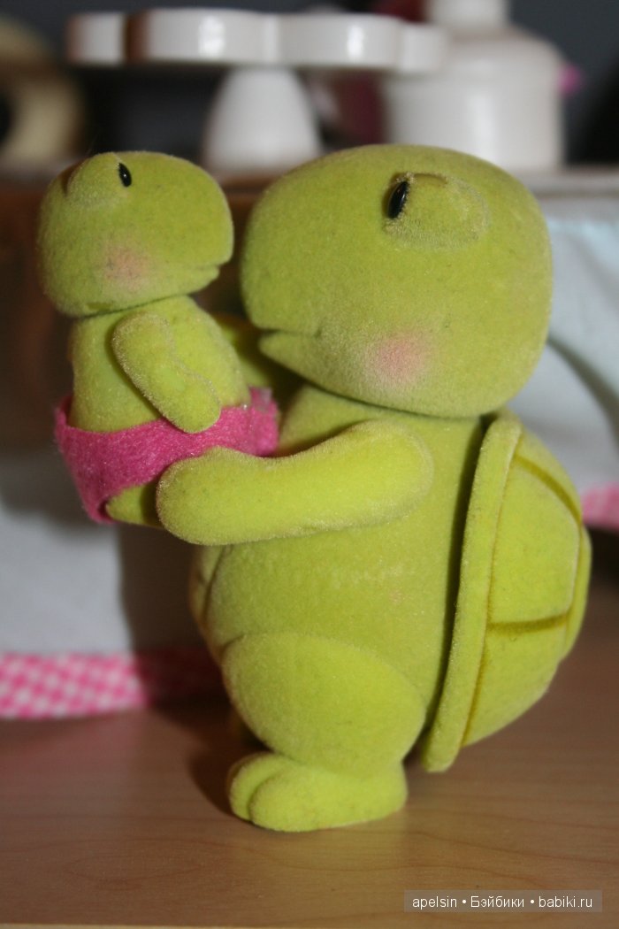 Черепашки Чистюли Li'l Woodzeez для кукольного домика - флокированные игрушки