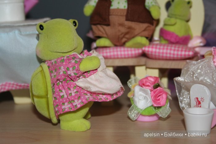 Черепашки Чистюли Li'l Woodzeez для кукольного домика - флокированные игрушки