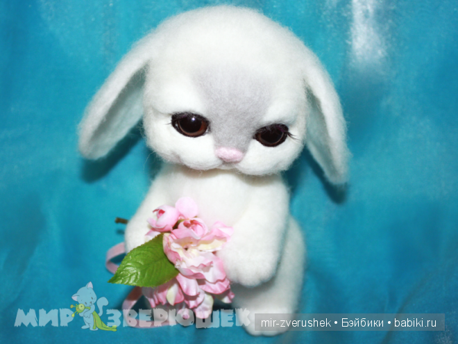 Зайка беленький валяние из шерсти (фото 3)