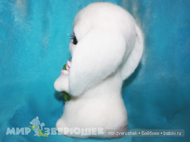 Зайка беленький валяние из шерсти (фото 4)