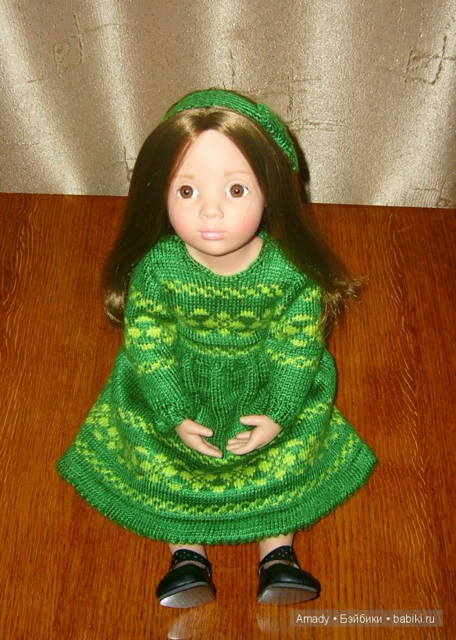 Зеленое платье с орнаментом для малышки Готс (фото 9)