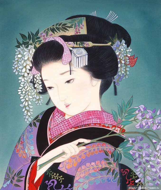 Азиатка Неко в наряде начинающей гейши майко