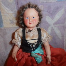 Целлулоидная куколка 30-40-х годов,PetitCollin.Костюм региона Эльзас-Лотарингия