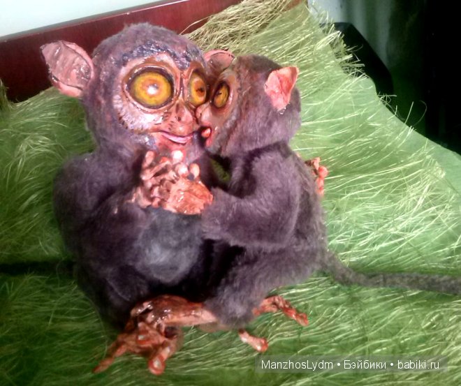 Семейка долгопятиков — Игрушки в смешанной технике (мех и глина): Арт