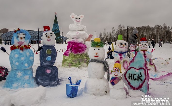 Новосибирск ,парк Арена, фестиваль снежных баб