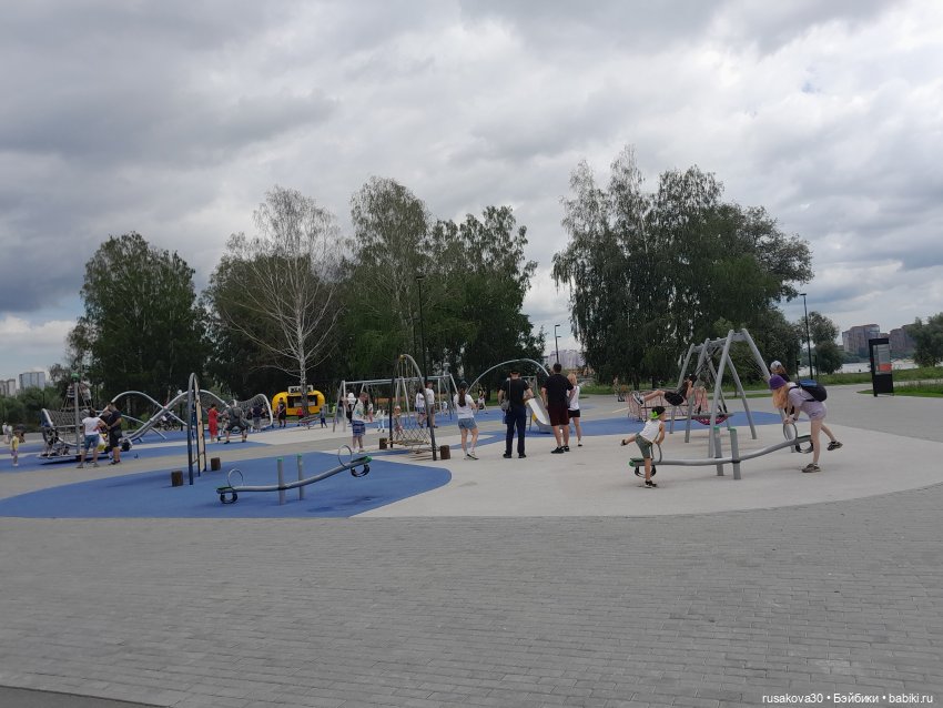 Снежка и лисята гуляют по парку Арена