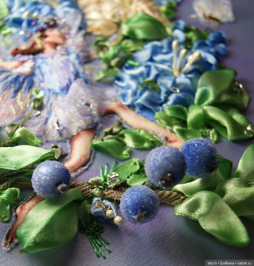 Фея Роса. Вышивка лентами, трапунто (фото 5)