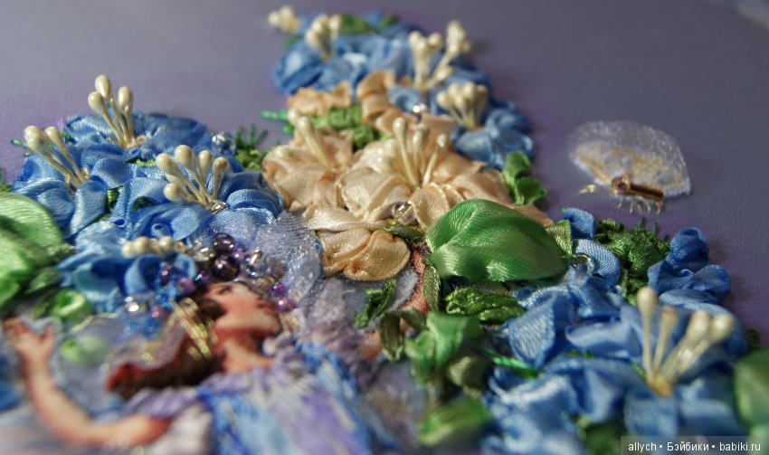 Фея Роса. Вышивка лентами, трапунто (фото 6)