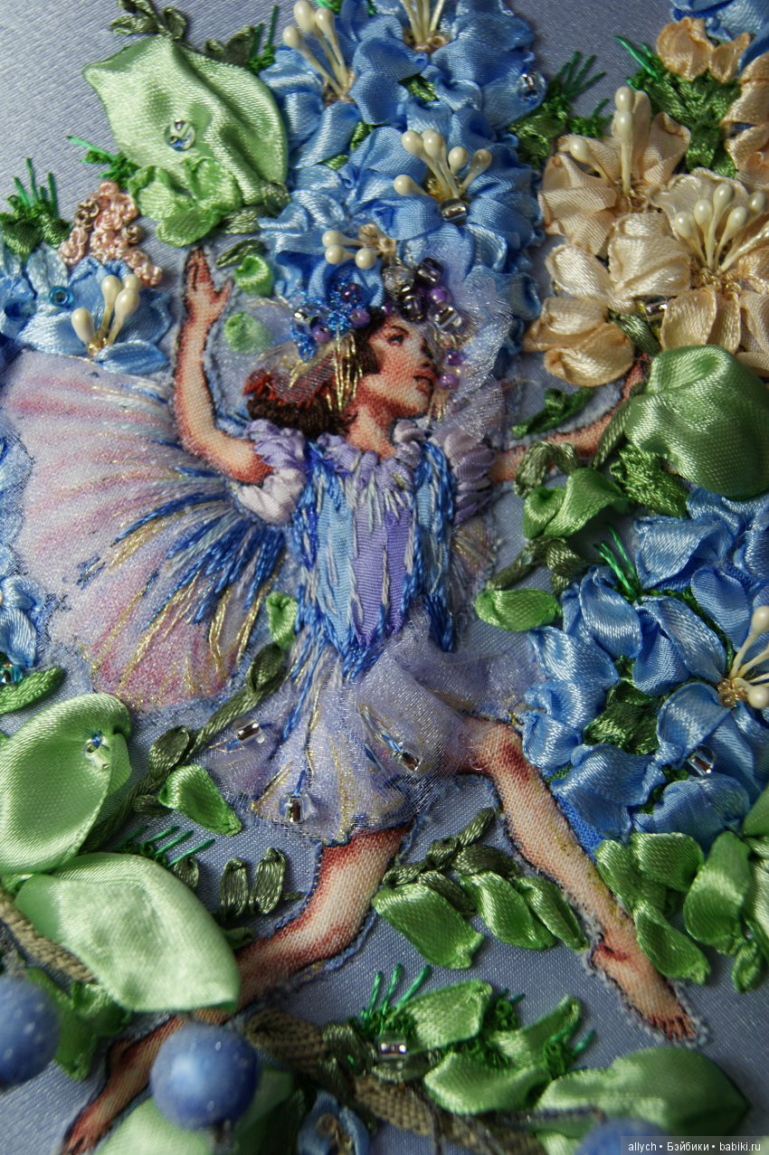 Фея Роса. Вышивка лентами, трапунто (фото 7)
