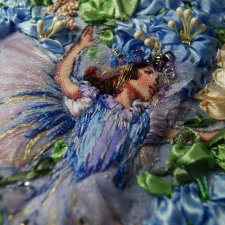 Фея Роса. Вышивка лентами, трапунто