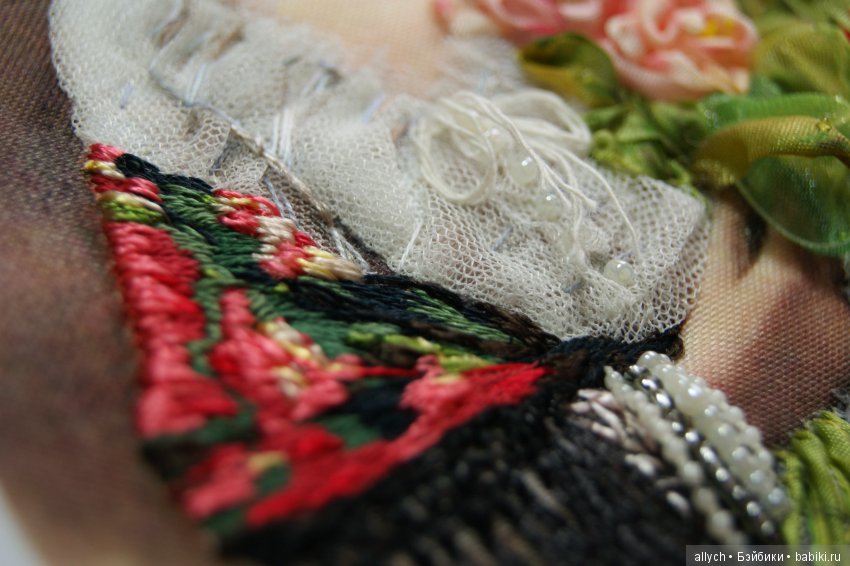 Вышивка бисером, лентами. Трапунто