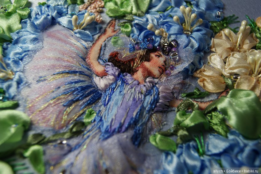 Вышивка бисером, лентами. Трапунто