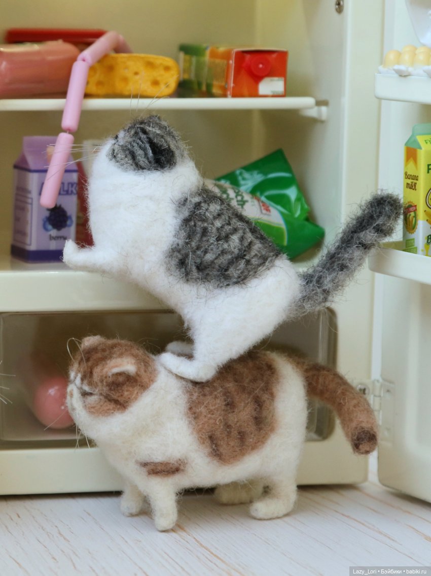 И снова котики | Бэйбики И снова котики — Валяные игрушки из шерсти: сухое валяние (фото 5)