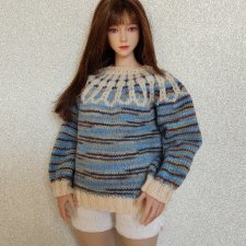 Меланжевый джемпер-лопапейса и ажурный джемпер