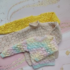 Желтый, светло-бежевый и разноцветный "зефирный" джемперы