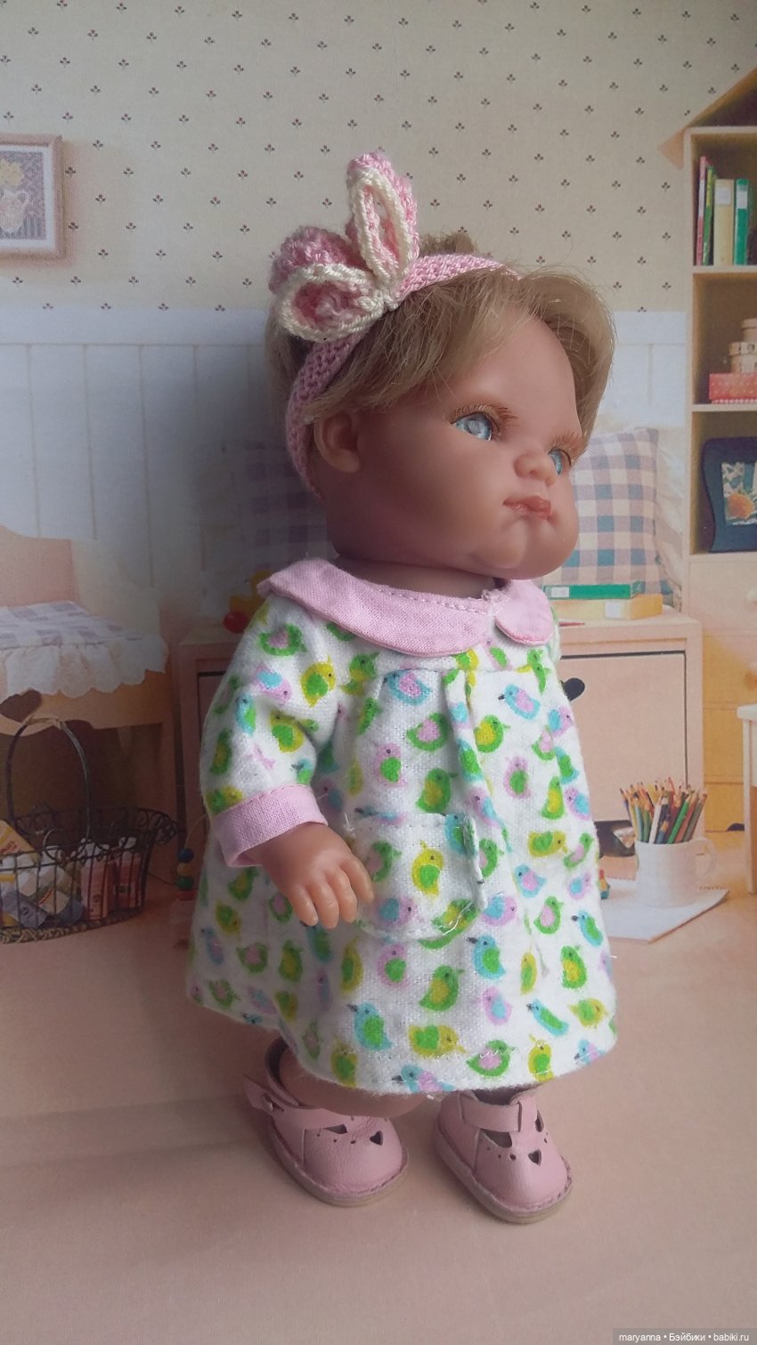 Птичка-невеличка. Платье с длинным рукавом и отрезной кокеткой для Пепиты AJM + Выкройка (фото 3)