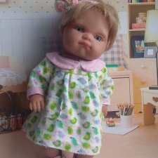 Птичка-невеличка. Платье с длинным  рукавом и отрезной  кокеткой для Пепиты AJM + Выкройка