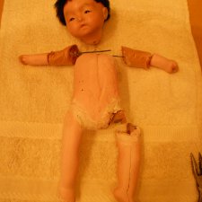 Реставрация антикварного малыша Ichimatsu ningyо + выполняю обещание: Упаковка посылки