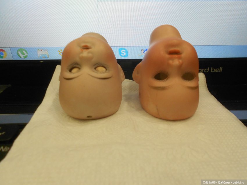 Три сестрицы.Две антикварные головки превращаются в очаровательных кукол. +Бонус: бигуди для завивки маленьких паричков