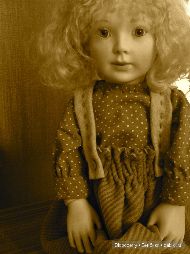 Девочка с куклой. Авторская кукла Lynne and Michael Roche. Marigold Winter, Bonnie baby pink