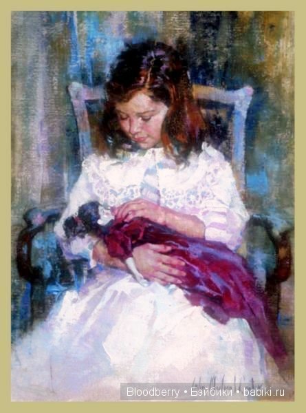 Девочка с куклой. Авторская кукла Lynne and Michael Roche. Marigold Winter, Bonnie baby pink