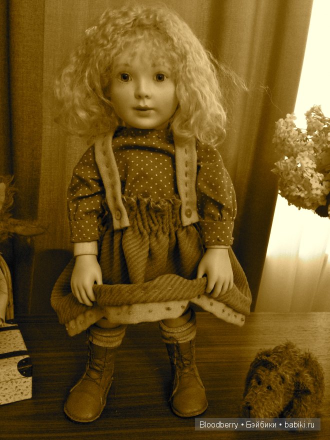 Девочка с куклой. Авторская кукла Lynne and Michael Roche. Marigold Winter, Bonnie baby pink