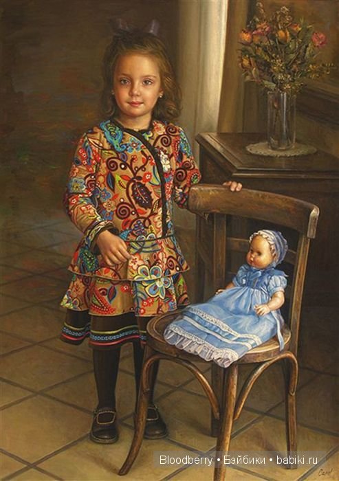 Девочка с куклой. Авторская кукла Lynne and Michael Roche. Marigold Winter, Bonnie baby pink