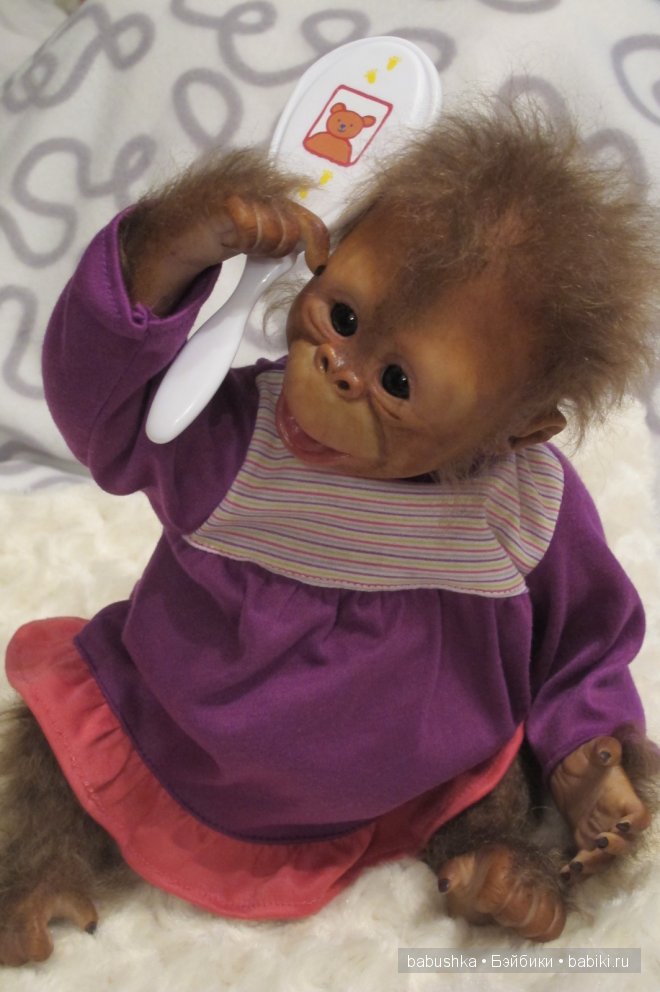 Подарок для дочери, море восторга и удивления, реборн-обезьянка