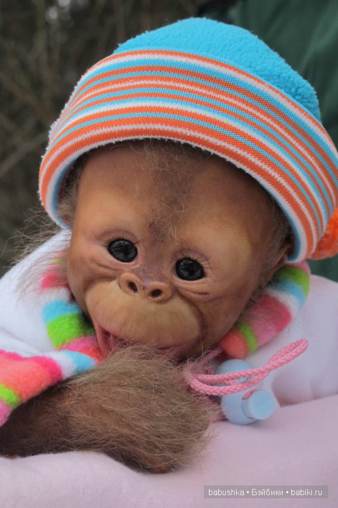 Подарок для дочери, море восторга и удивления, реборн-обезьянка (фото 10)