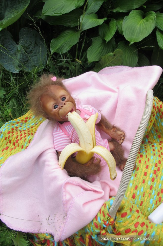 Прогулка дочкиной обезьянки-реборна Нямочки