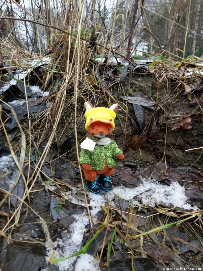 Лисенок Тод（авторская игрушка), совсем не зимняя прогулка