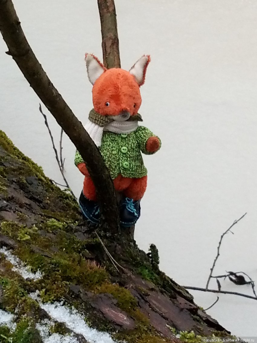 Лисенок Тод（авторская игрушка), совсем не зимняя прогулка