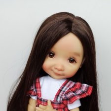 Парики 7-8" - Прямой с пробором, без челки - 5 цветов. Подходят Meadow dolls 28 см