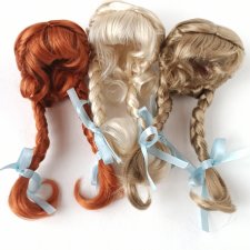 Парики 6-7" - 3 цвета, длинные косы с лентами