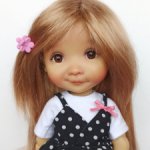 Парики 8-9" - Каскад с длинной челкой, 3 цвета. На Meadow dolls 28 см, Wichtel, Руби Ред 37 см