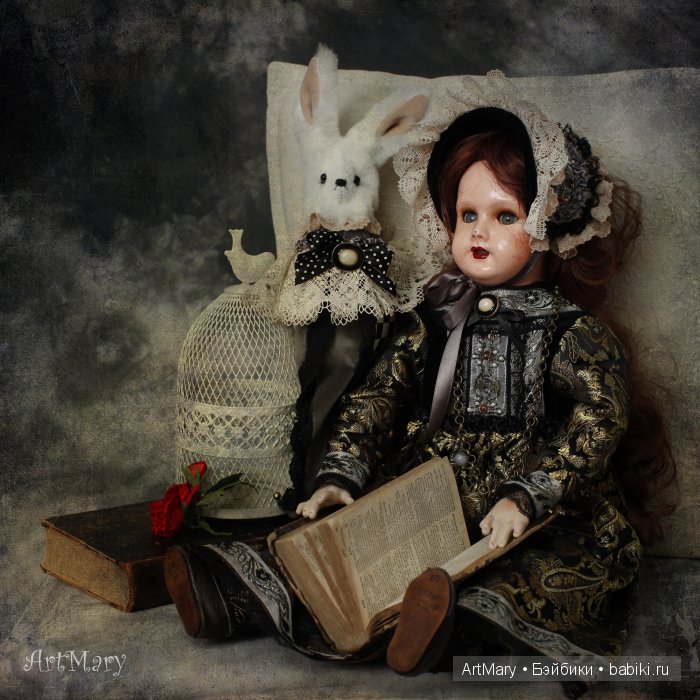 Алиса и кролик — Авторские куклы в антикварном стиле: будуарные (фото 7)