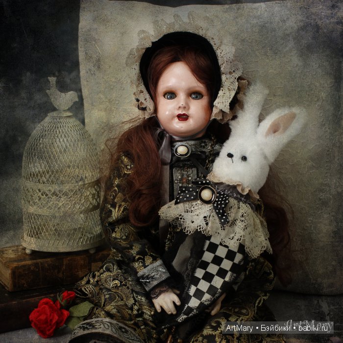 Алиса и кролик — Авторские куклы в антикварном стиле: будуарные (фото 2)