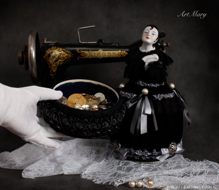 Half doll "Ваши пальцы пахнут ладаном..." игольница шкатулка (фото 2)