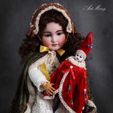 Куклы-marotte на основе антикварных головок Merry Christmas