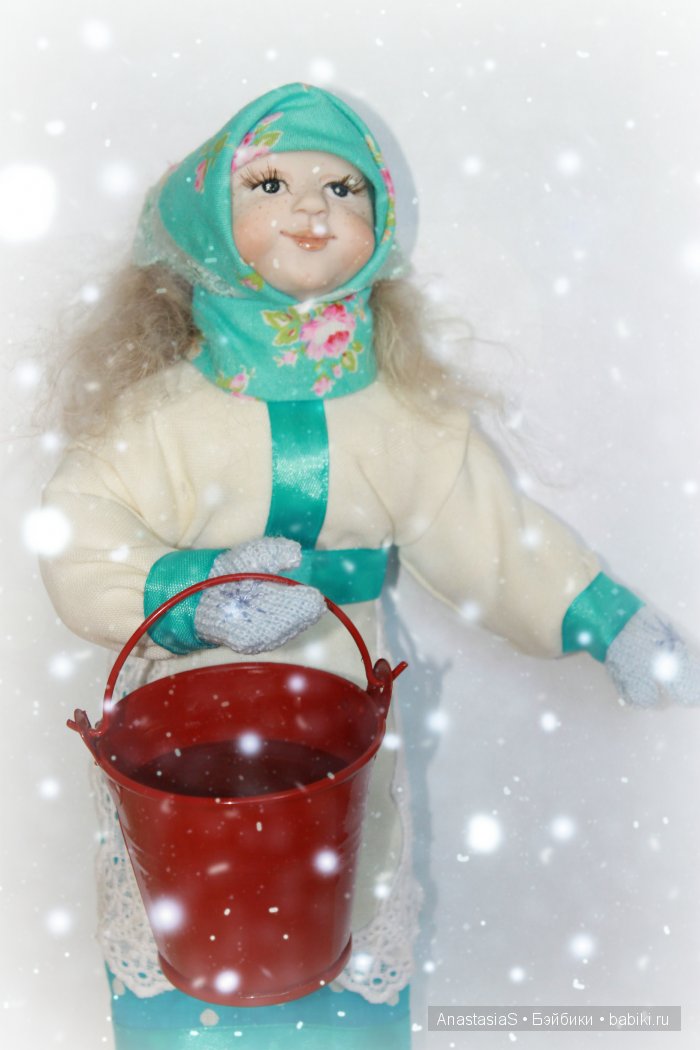 Девушка-зима. Я ее слепила, из того, что было (фото 5)