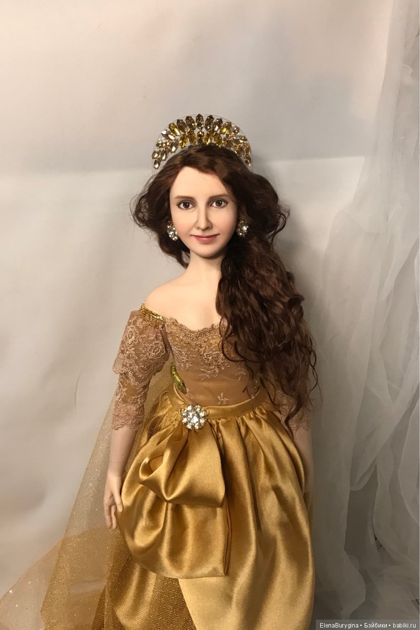 Портретная кукла в образе русалки (золотой рыбки) . Авторская кукла Елены Бурыгиной