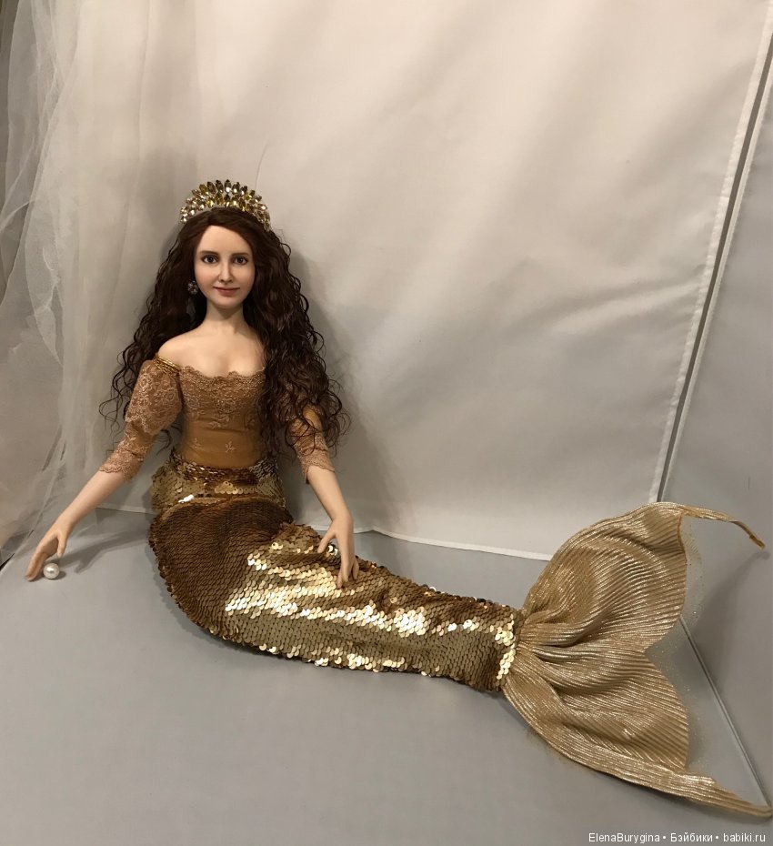 Портретная кукла в образе русалки (золотой рыбки) . Авторская кукла Елены Бурыгиной (фото 6)